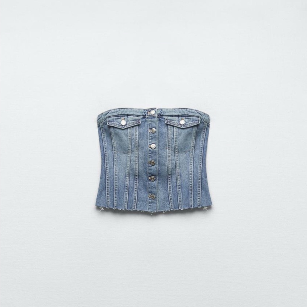 NWT- CORSET STYLE DENIM TOP TRF